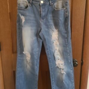 Casual Distressed Denim Boyfriend Jeans